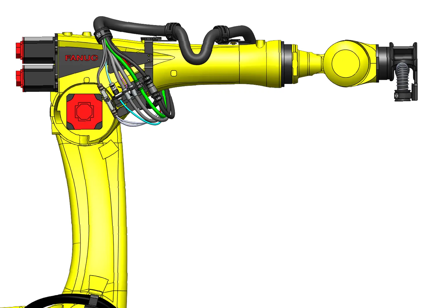 LHMS en un robot FANUC, vista lateral CAD