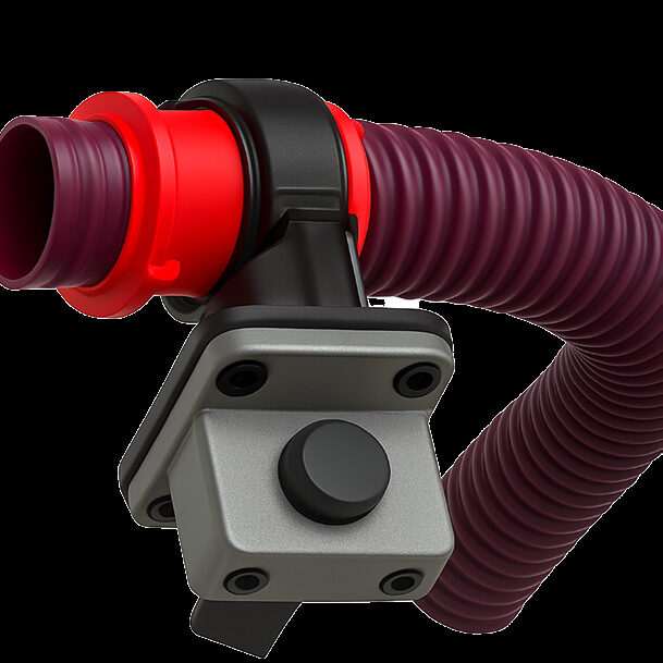 Heated hose with mounting bracket, render