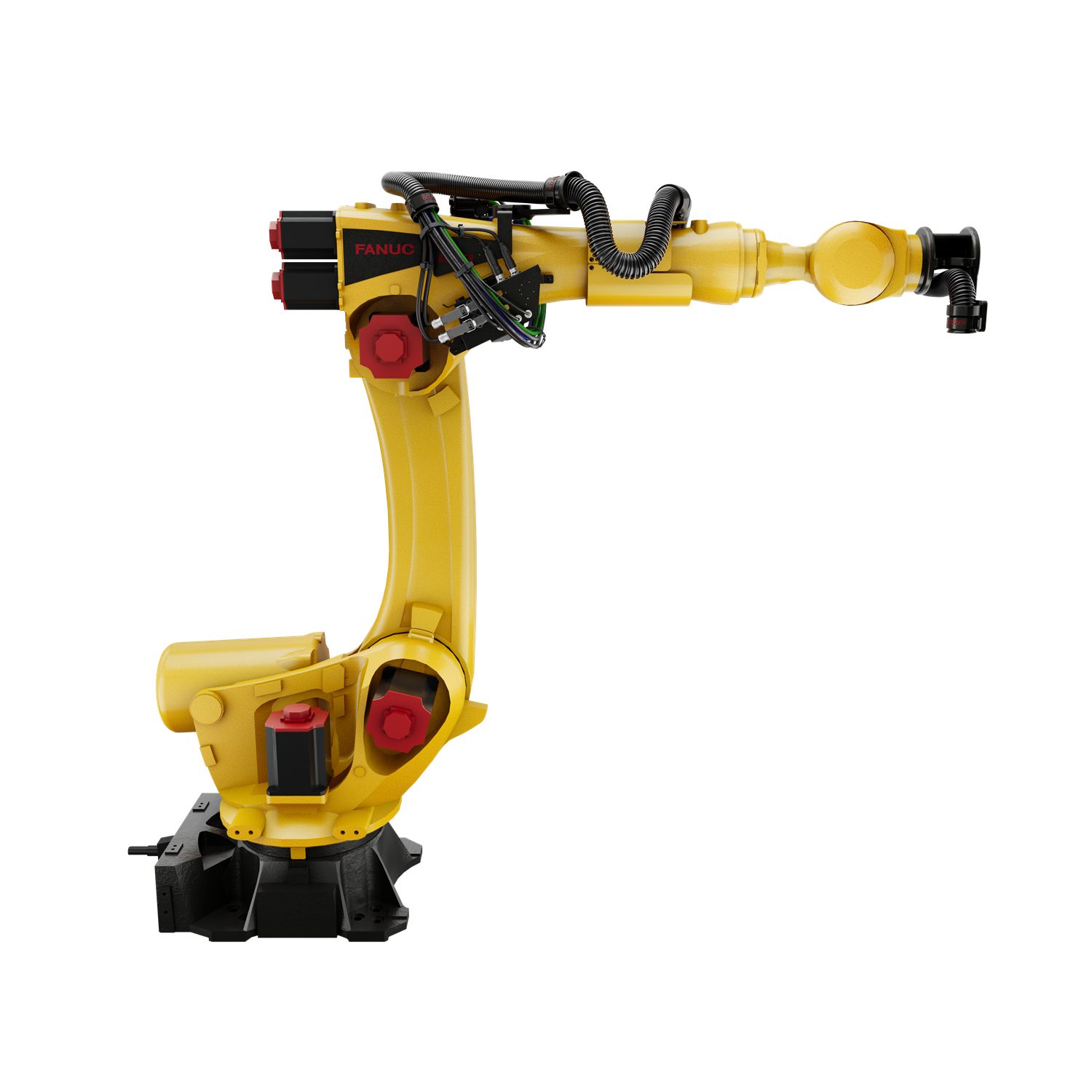 Six-axis robot fitted with a complete Becker dress pack — studio render