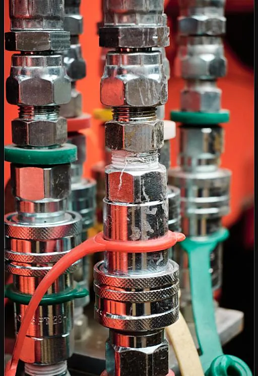 Quick-connect couplers, close-up